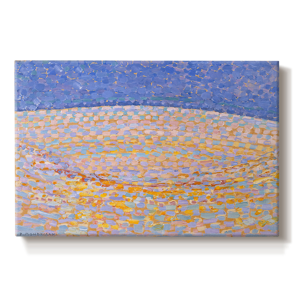 Canvas art print portraying an abstract dune landscape with dotted texture, set against a white background