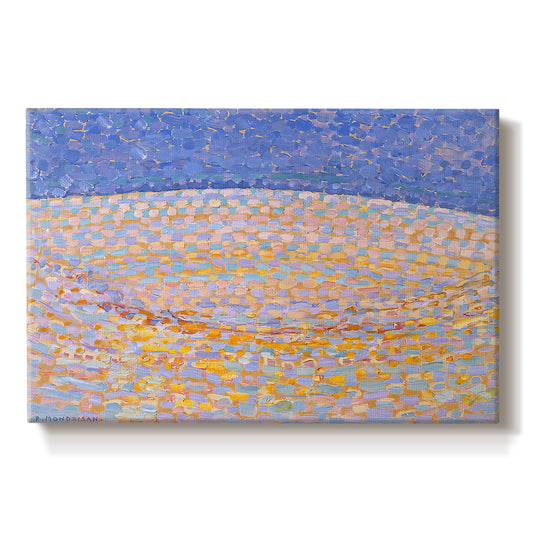 Canvas art print portraying an abstract dune landscape with dotted texture, set against a white background