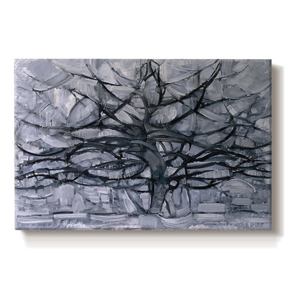 Canvas art print portraying a branching tree reduced to dark lines, set against a white background
