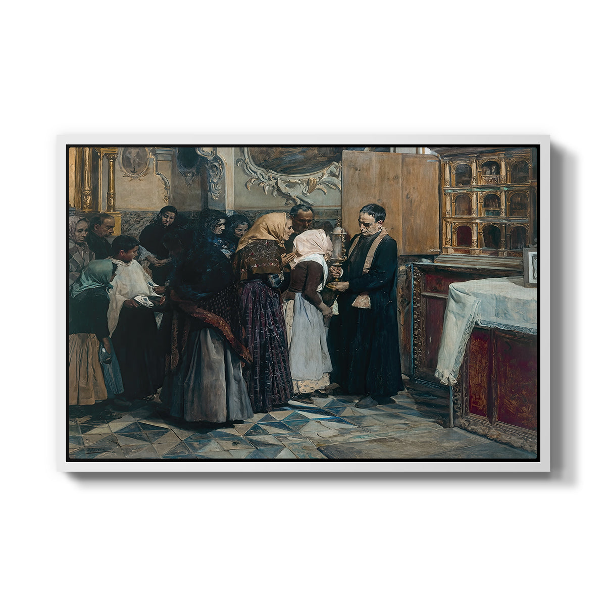 Kissing the Relic, 1893 - Floater Framed Canvas Print