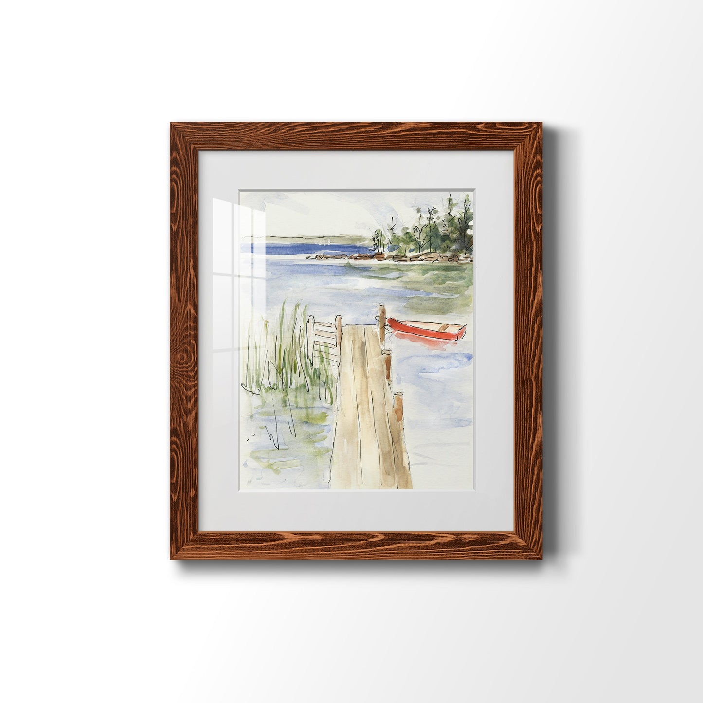 Sketchy Pier - Barnwood Framed Art Print