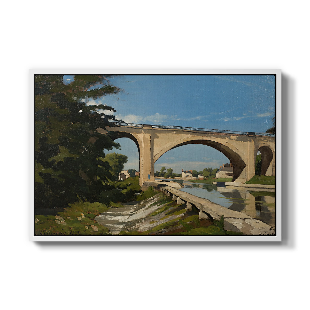 The Railroad Bridge at Briare, 1888 - Floater Framed Canvas Print