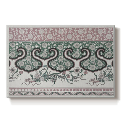 Canvas art print portraying a repeating pattern with interlocking shapes and stylized organic forms, set against a white background