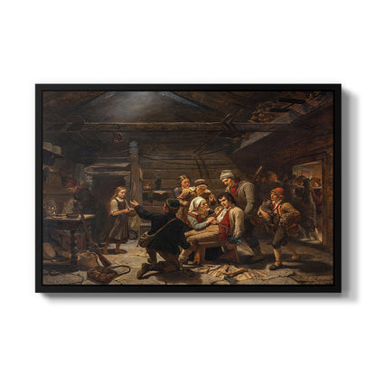 The Return of the Bear Hunter, 1856 - Floater Framed Canvas Print