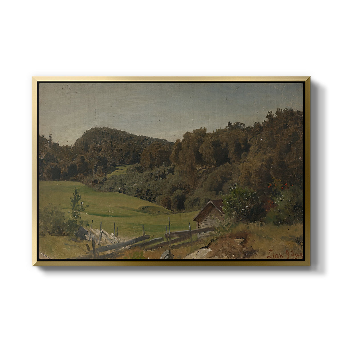 Landscape at Ljan, 1858 - Floater Framed Canvas Print