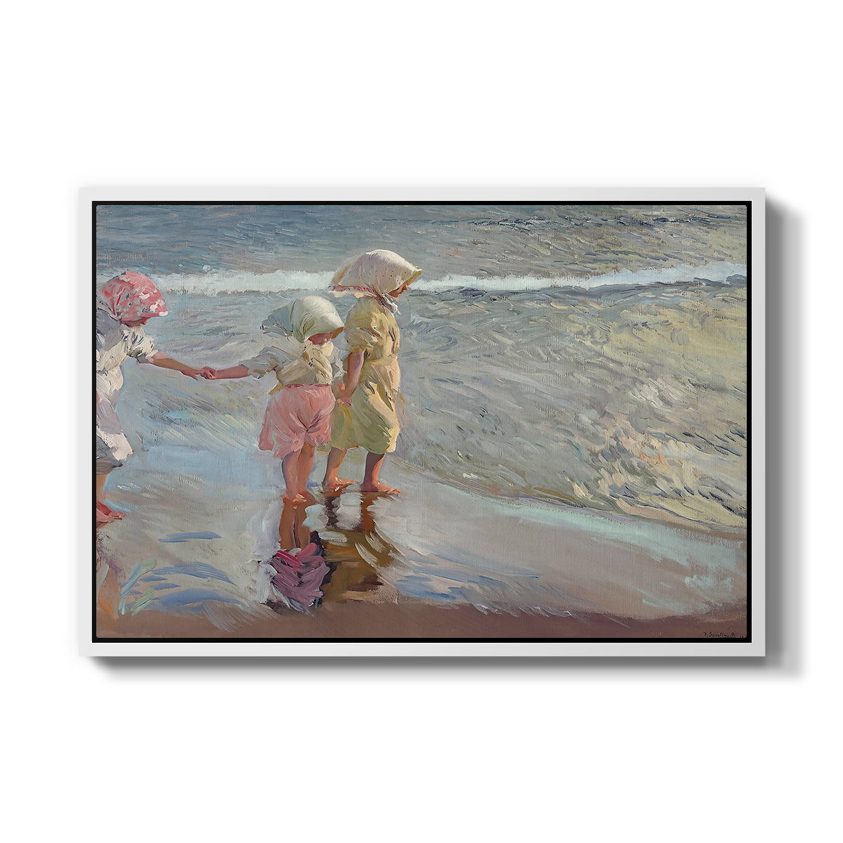 The Three Sisters on the Beach, 1908 - Floater Framed Canvas Print