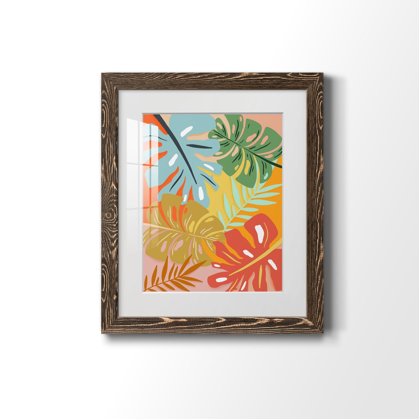 Tropical Foliage I - Barnwood Framed Art Print