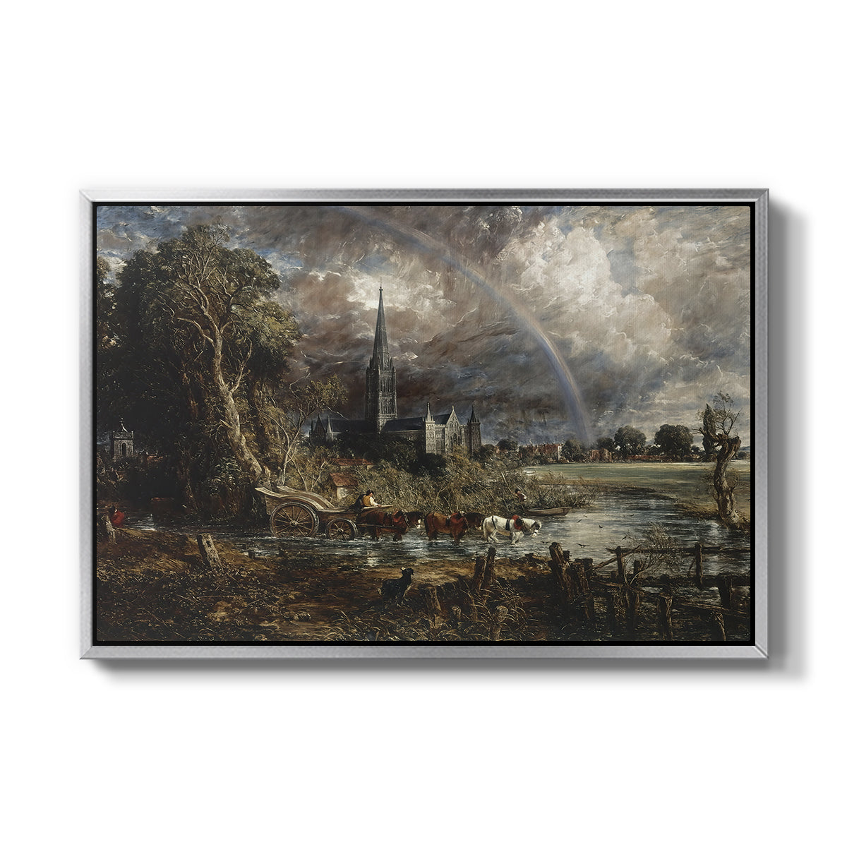 Salisbury Cathedral from the Meadows (Detail), 1831 - Floater Framed Canvas Print