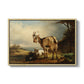 A Goat with Two Kids - Floater Framed Canvas Print