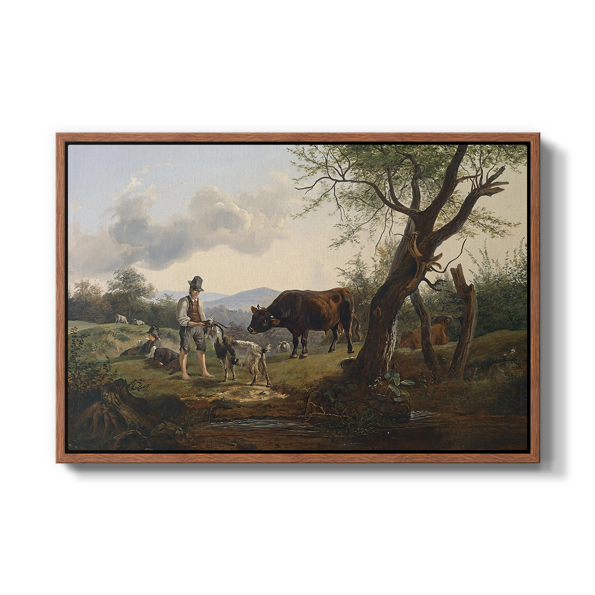 Shepherd with Billy Goat, c. 1830 - Floater Framed Canvas Print