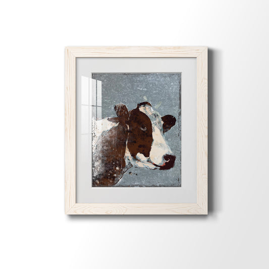 Cow On Galvanized Metal - Premium Framed Print - Distressed Barnwood Frame - Ready to Hang