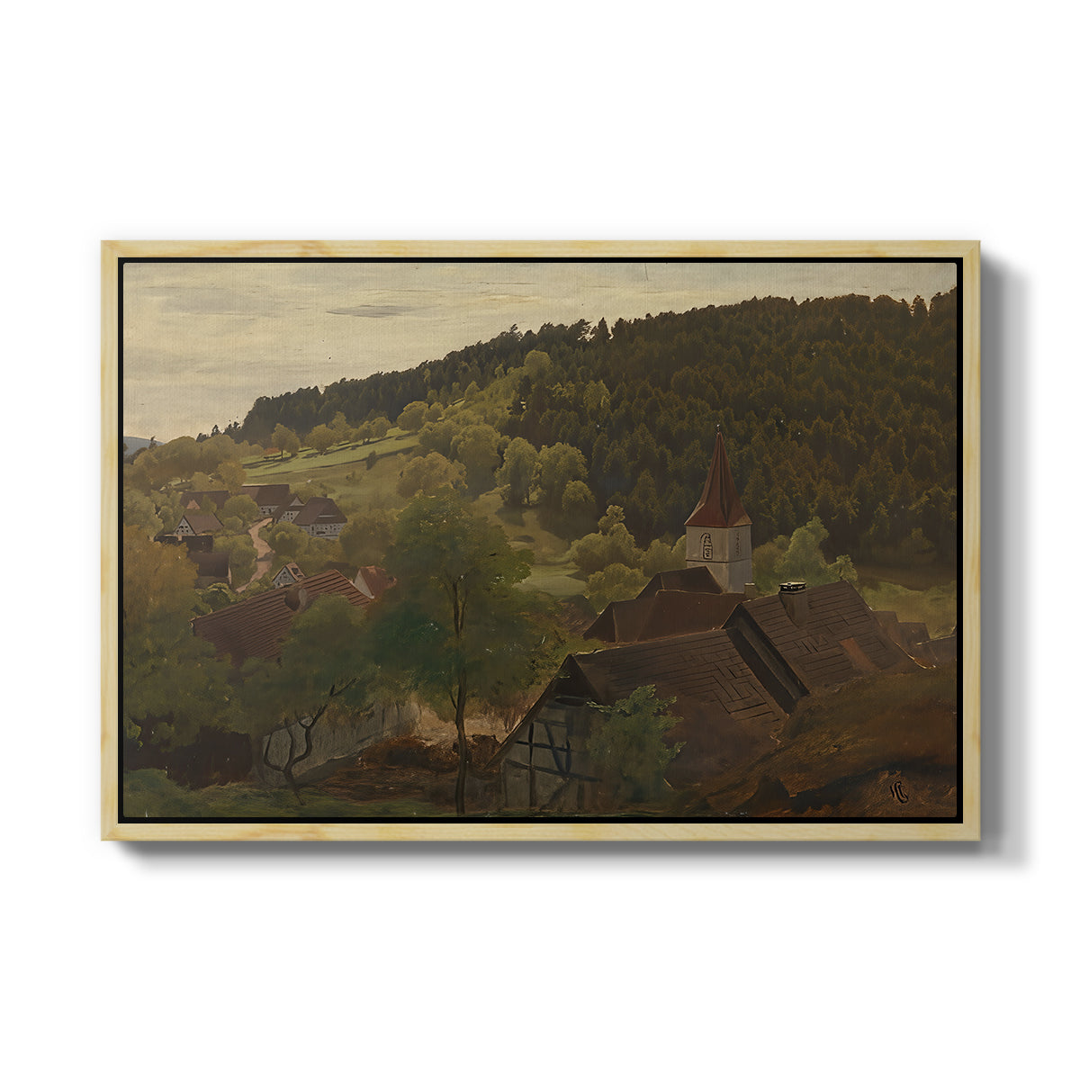 Landscape from Ebersteinburg in Baden, 1876 - Floater Framed Canvas Print