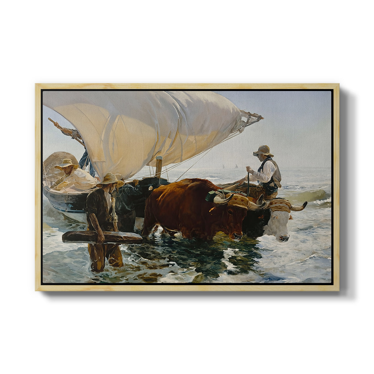 The Return from Fishing: Hauling the Boat, 1894 - Floater Framed Canvas Print