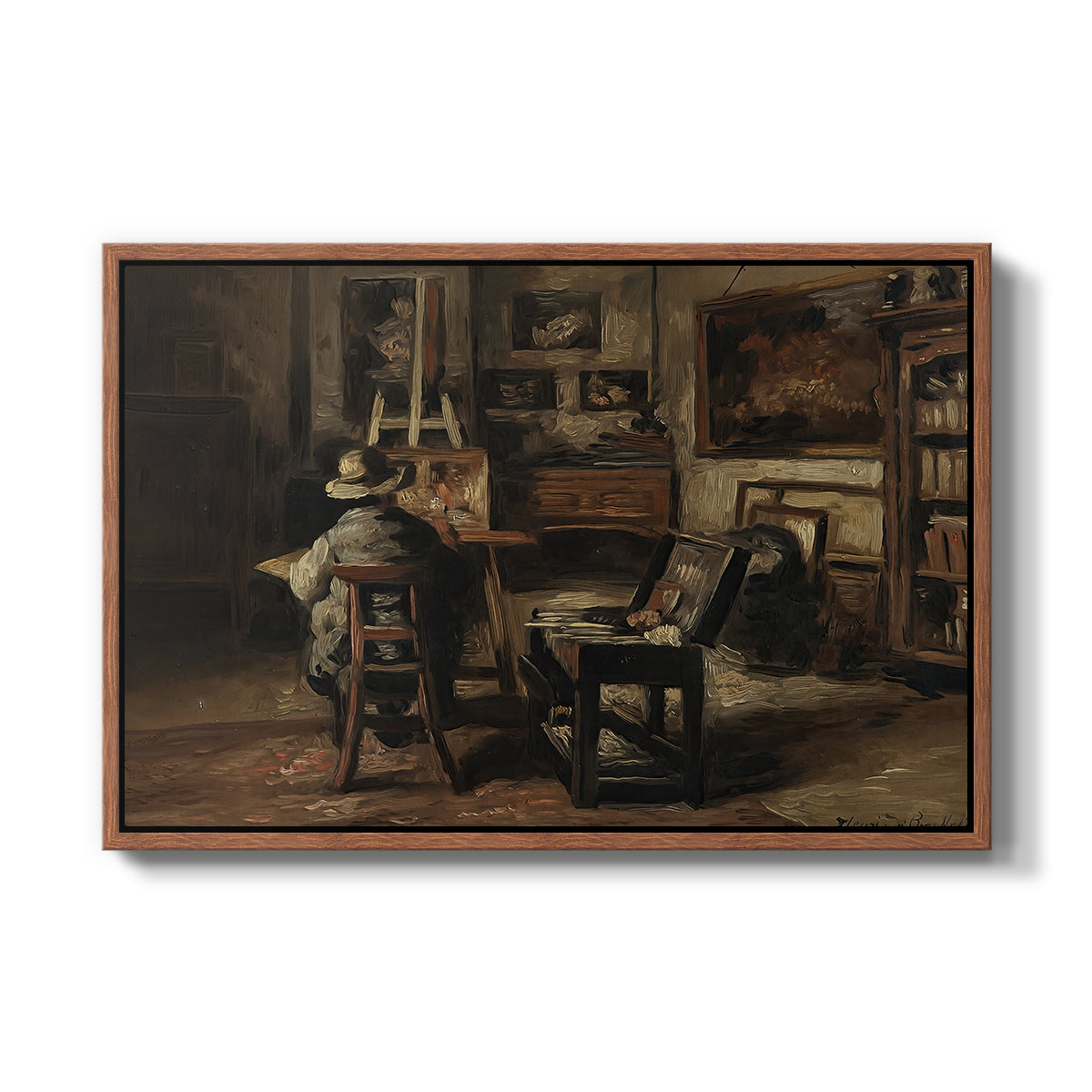 The Studio of Ferdinand De Braekeleer I, Father of the Painter, c. 1873-1885 - Floater Framed Canvas Print