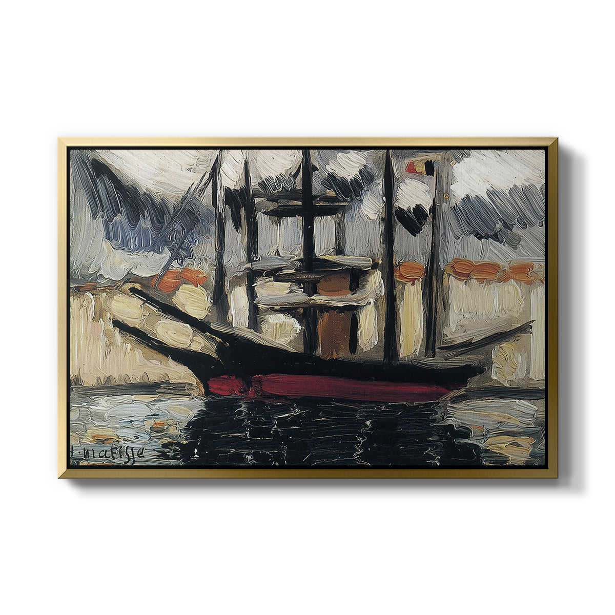 Two Boats Side by Side, Port of Marseilles, c. 1916 - Floater Framed Canvas Print