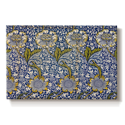 Canvas art print portraying a repeating pattern of birds and plants intertwined in dense decorative layout, set against a white background