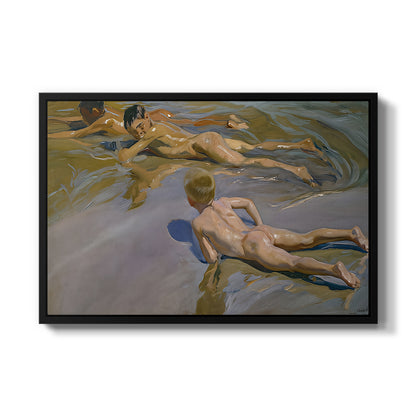 Boys on the Beach, 1910 - Floater Framed Canvas Print