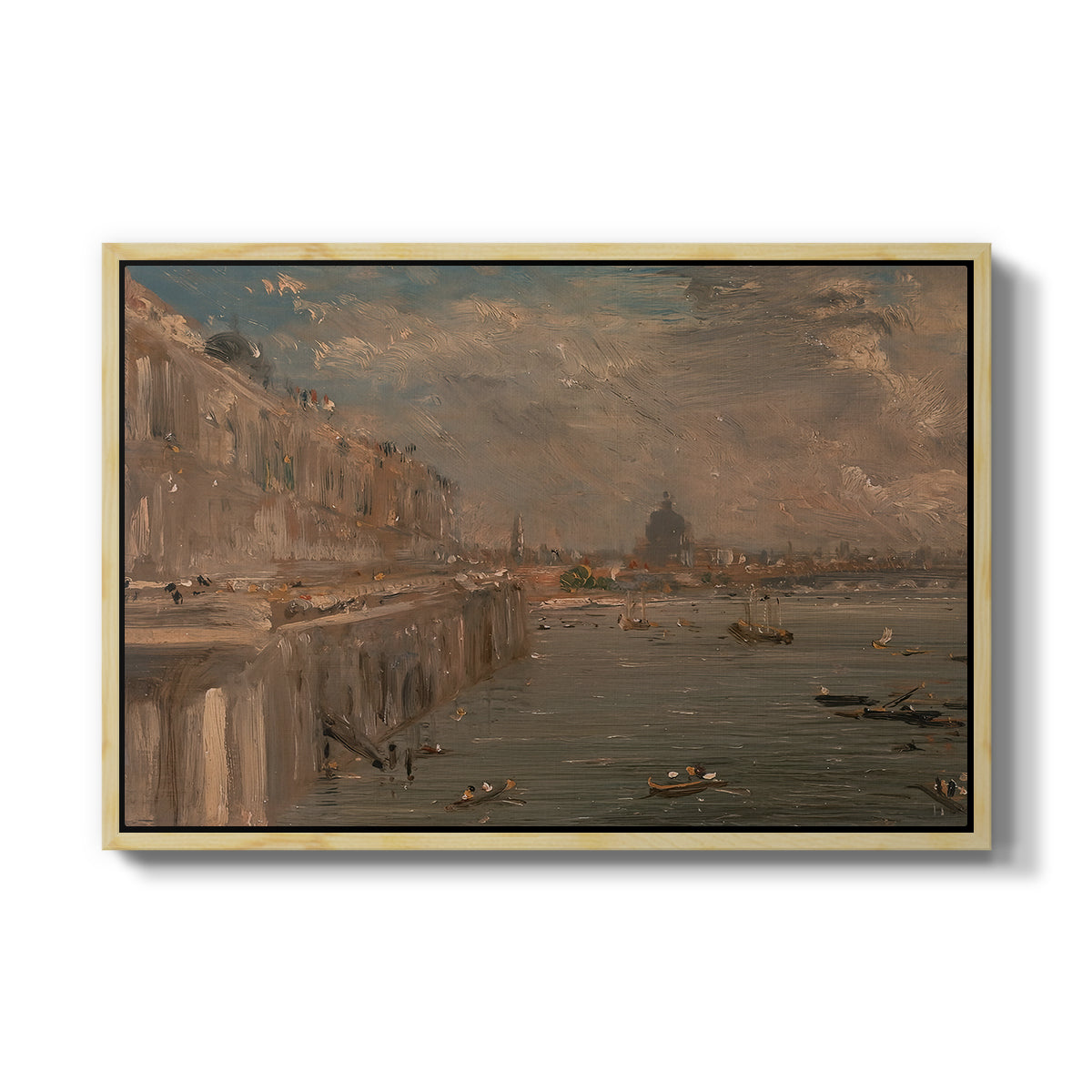 Somerset House Terrace from Waterloo Bridge, c. 1819 - Floater Framed Canvas Print
