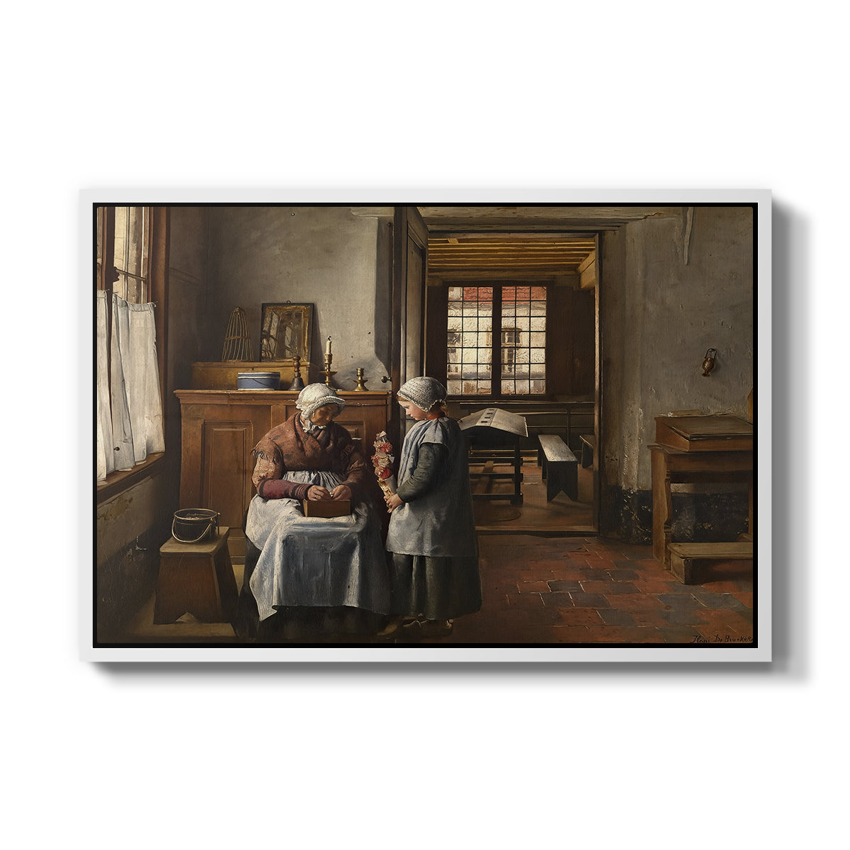 Grandmother's Feast, 1873 - Floater Framed Canvas Print