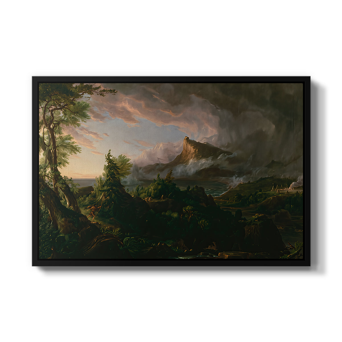 The Course of Empire: The Savage State, 1834 - Floater Framed Canvas Print