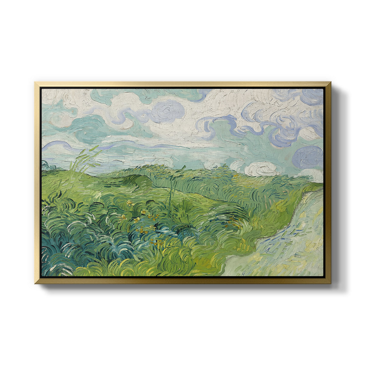 Green Wheat Field, Auvers, 1890 - Floater Framed Canvas Print