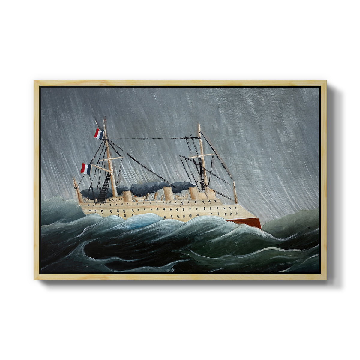A Ship in the Storm, c. 1899 - Floater Framed Canvas Print