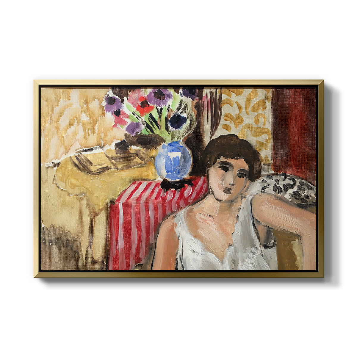Woman Seated in an Armchair, c. 1920 - Floater Framed Canvas Print