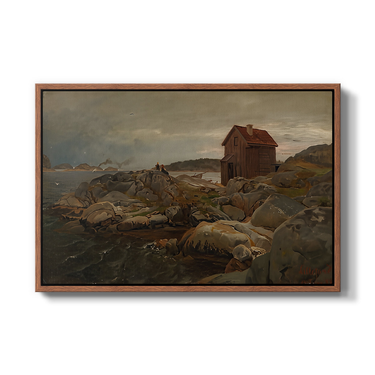 A Fisherman's Home, Lillesand, 1858 - Floater Framed Canvas Print