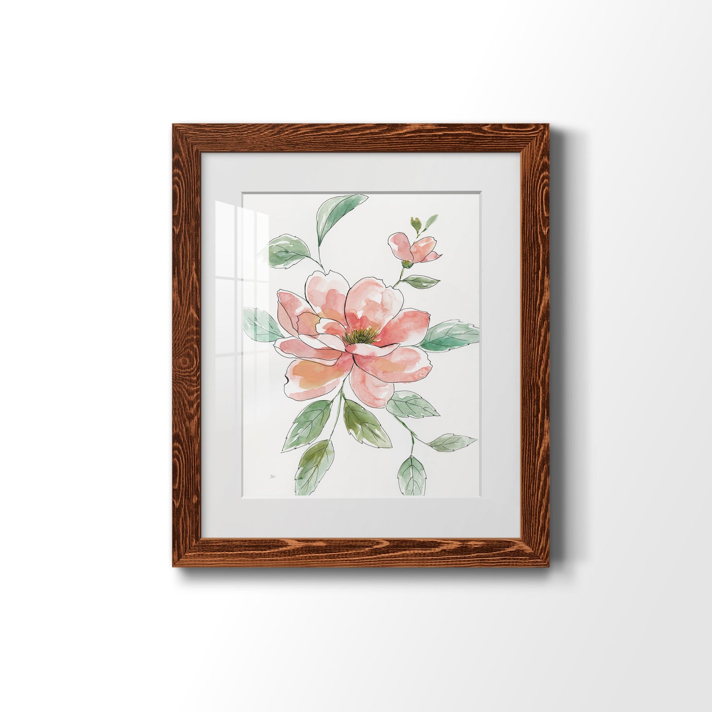 Peony Contour - Barnwood Framed Art Print