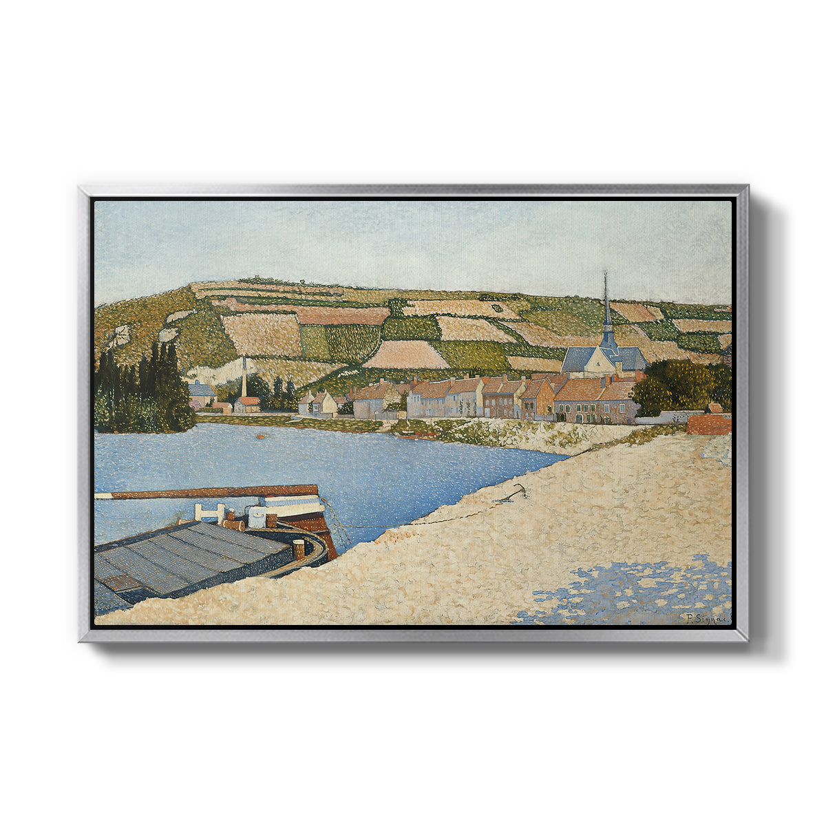 The Riverbank, Les Andelys, 1886 - Floater Framed Canvas Print