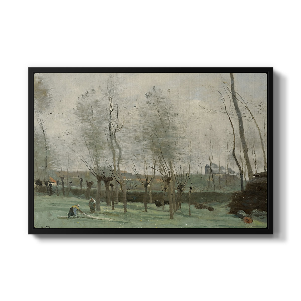 Washerwomen in a Willow Grove, c. 1871 - Floater Framed Canvas Print