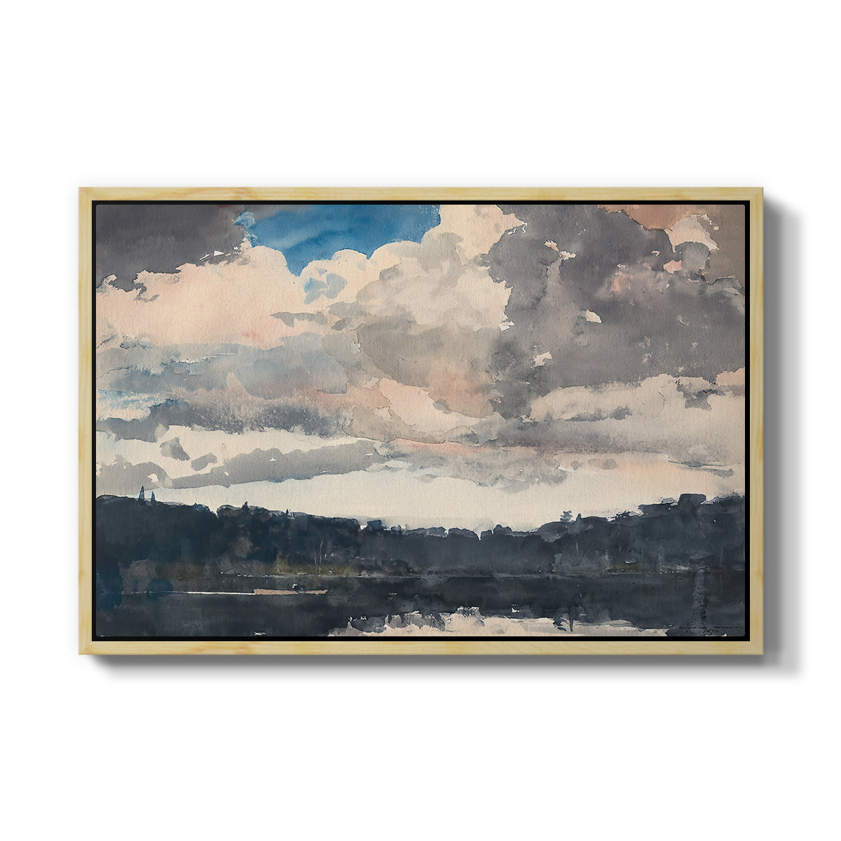 The Lone Boat, North Woods Club, Adirondacks, 1892 - Floater Framed Canvas Print