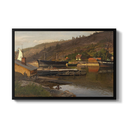Landingsbrygge Husvik, Drøbak, 1875 - Floater Framed Canvas Print