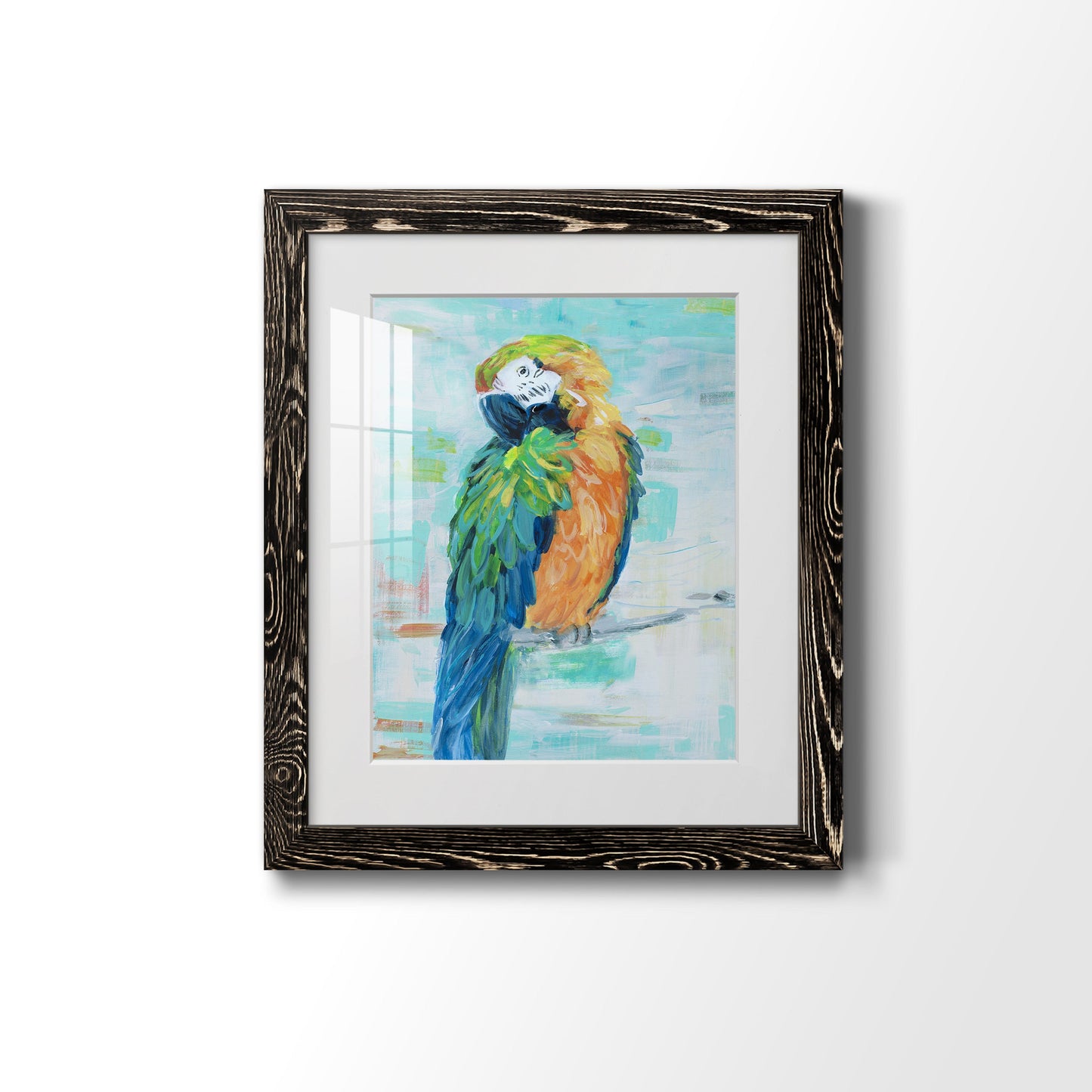 Island Parrot II - Premium Framed Print - Distressed Barnwood Frame - Ready to Hang