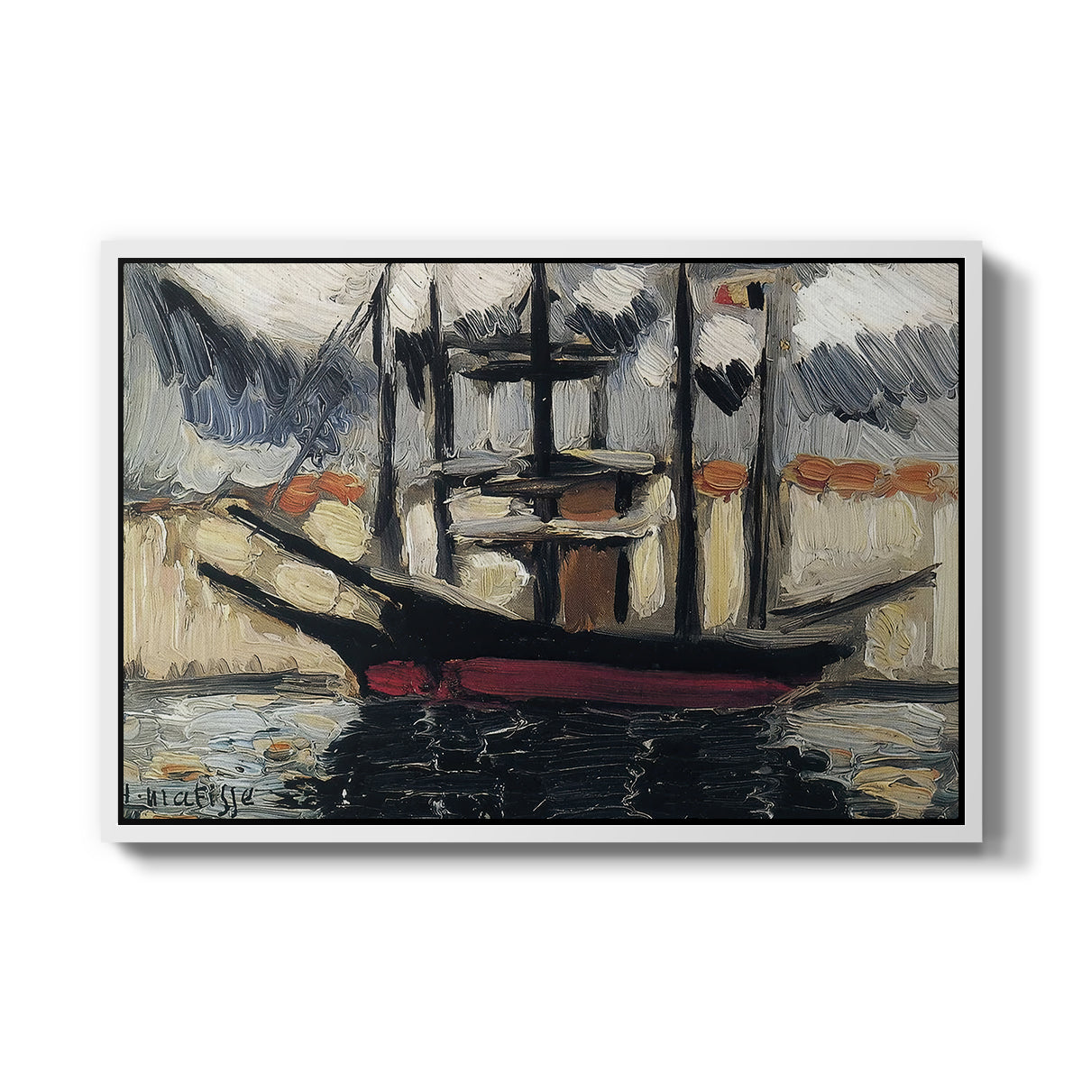 Two Boats Side by Side, Port of Marseilles, c. 1916 - Floater Framed Canvas Print