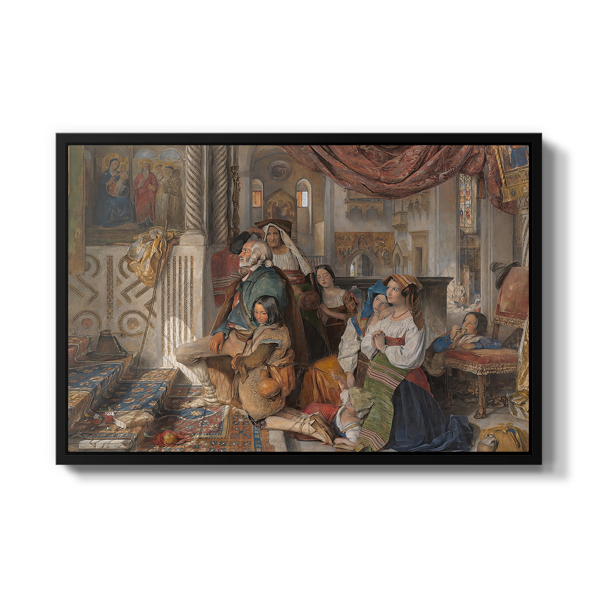 Roman Pilgrims, 1854 - Floater Framed Canvas Print