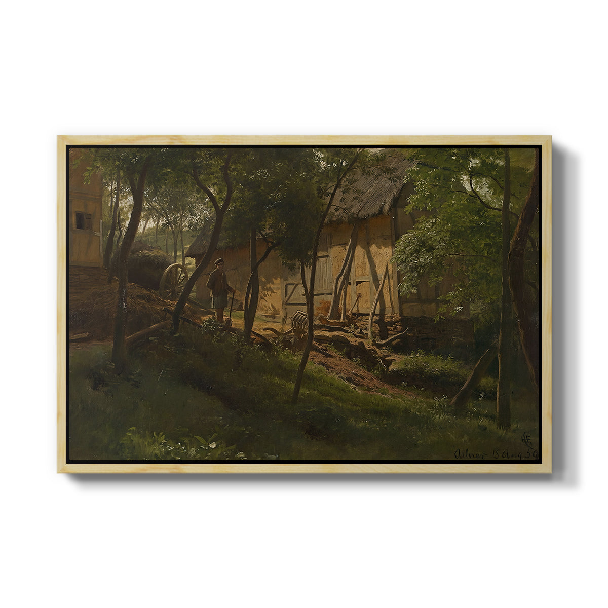 German Farm, 1859 - Floater Framed Canvas Print