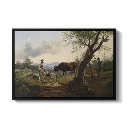 Shepherd with Billy Goat, c. 1830 - Floater Framed Canvas Print