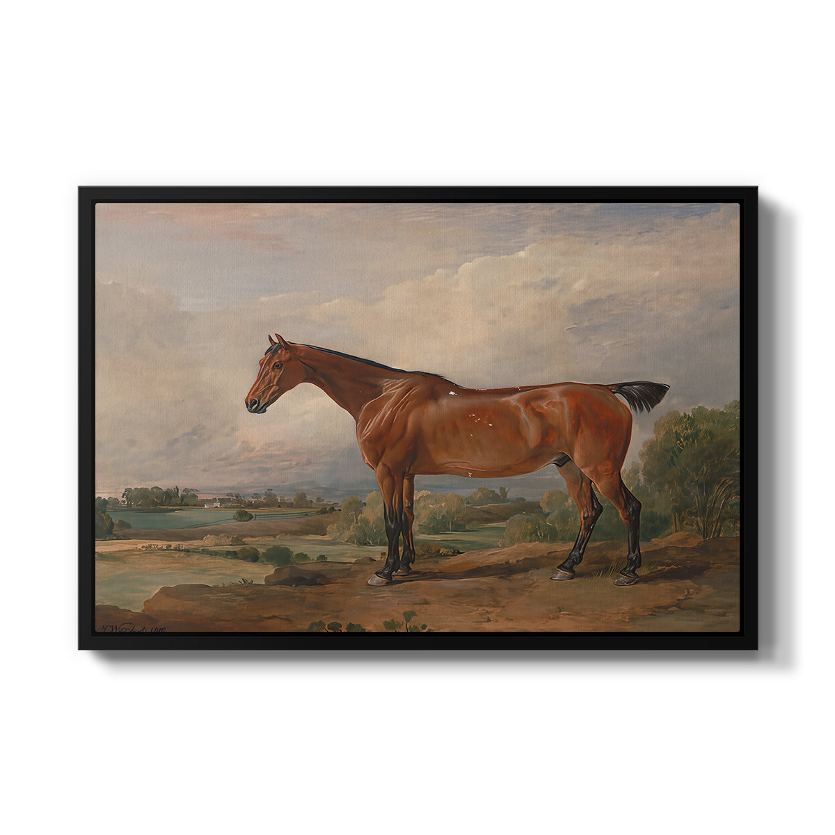 A Hunter in a Landscape, c. 1810 - Floater Framed Canvas Print