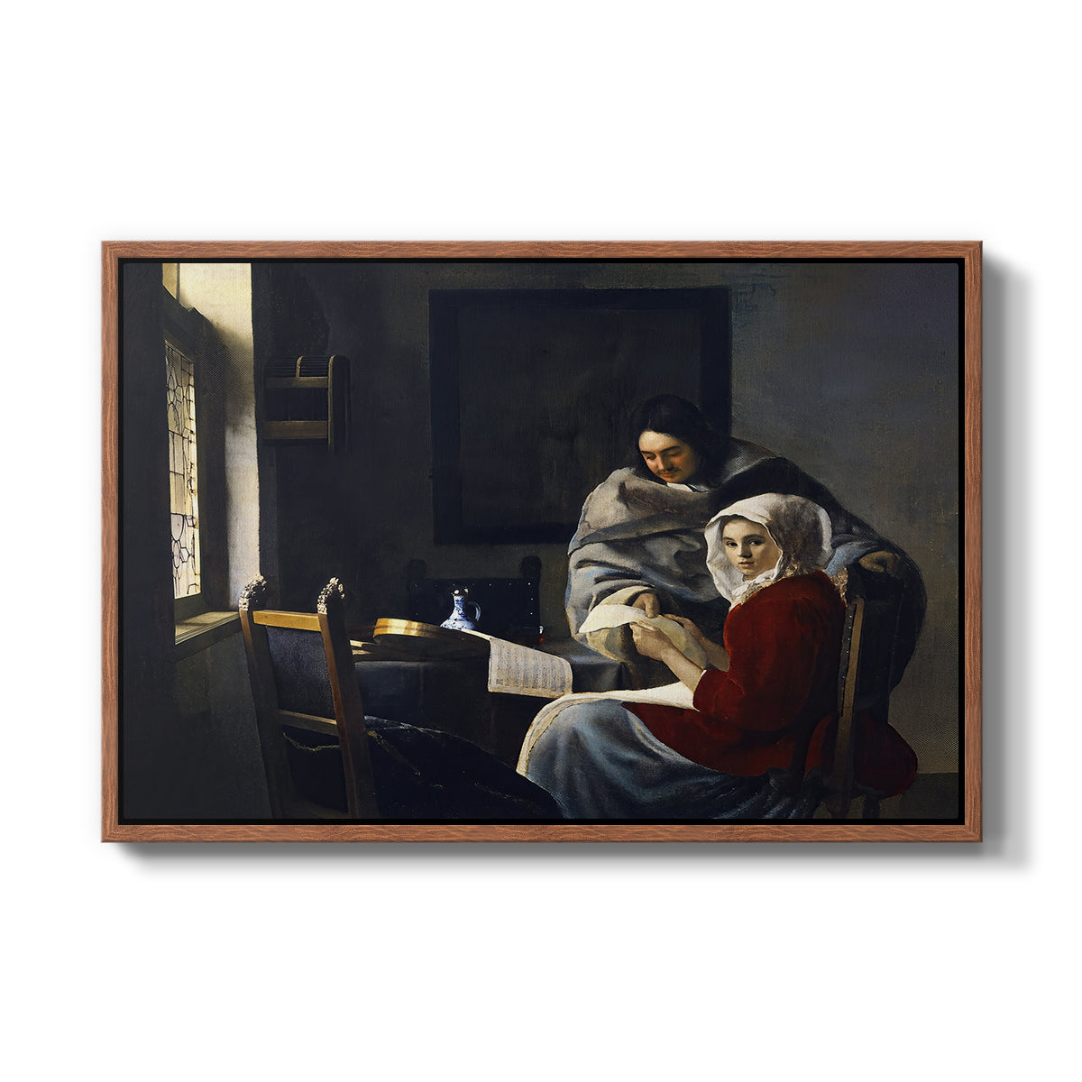 Girl Interrupted at Her Music, c. 1658-1659 - Floater Framed Canvas Print