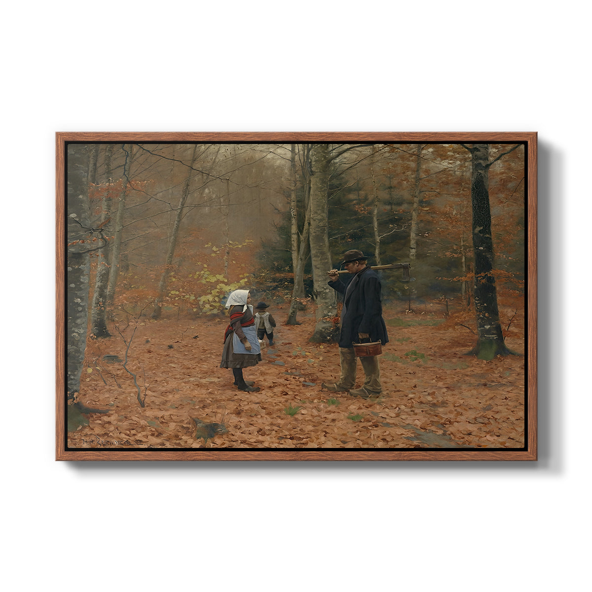 The Woodman and his Children, 1886 - Floater Framed Canvas Print