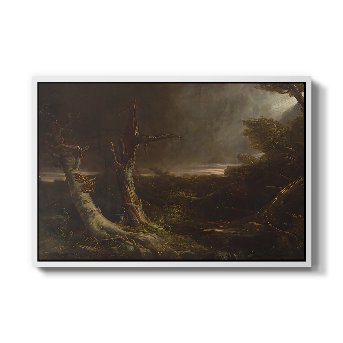 Tornado in an American Forest, 1835 - Floater Framed Canvas Print