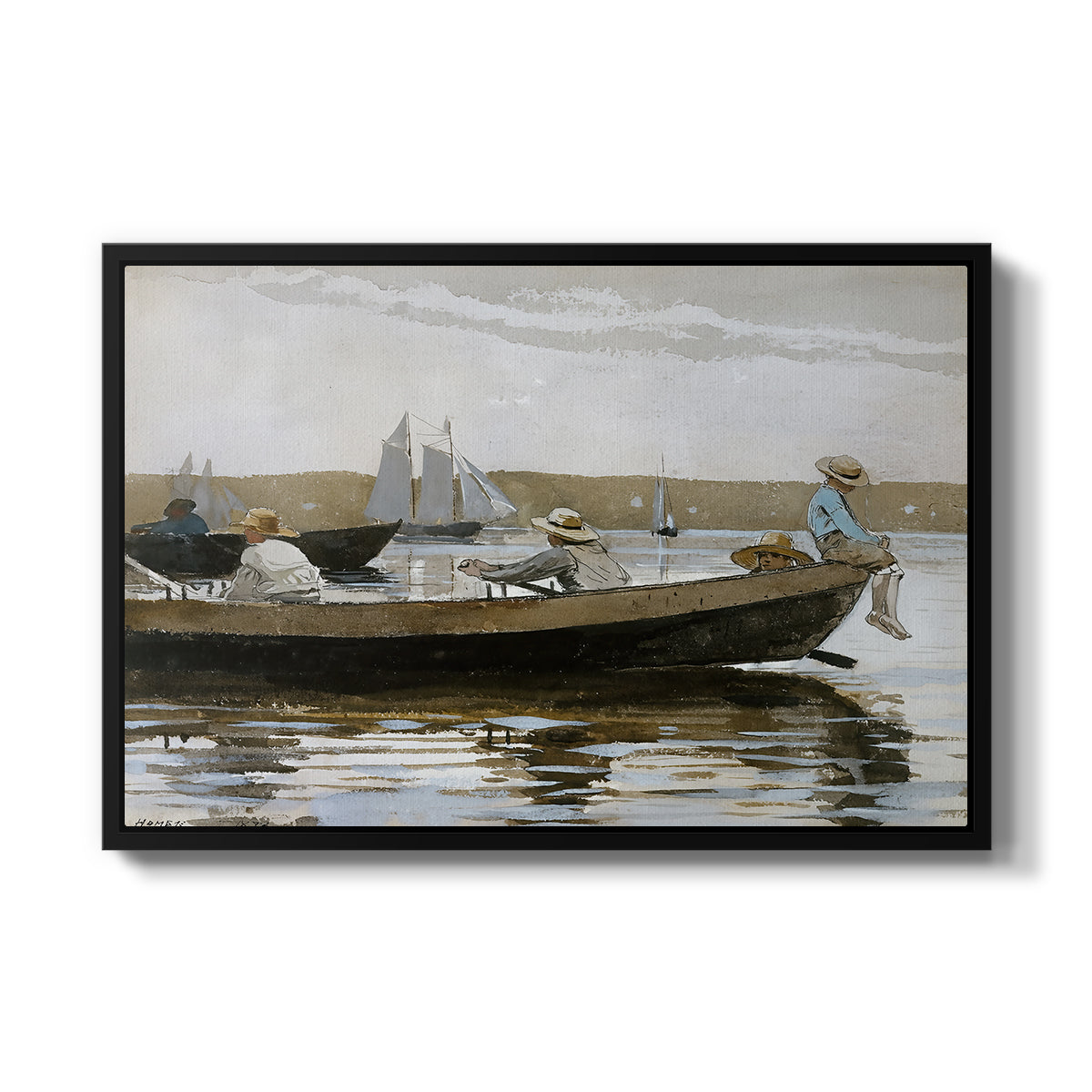 Boys in a Dory, 1873 - Floater Framed Canvas Print