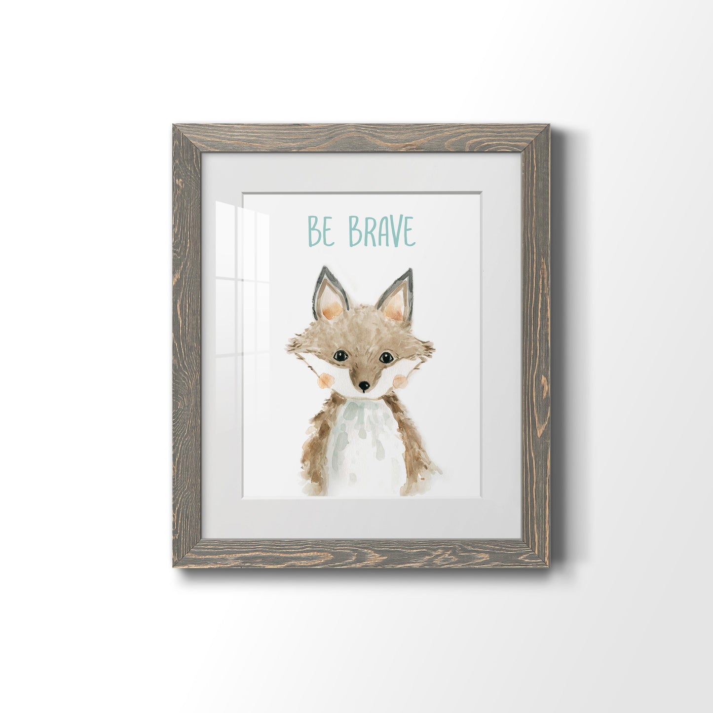 Be Brave Fox - Premium Framed Print - Distressed Barnwood Frame - Ready to Hang