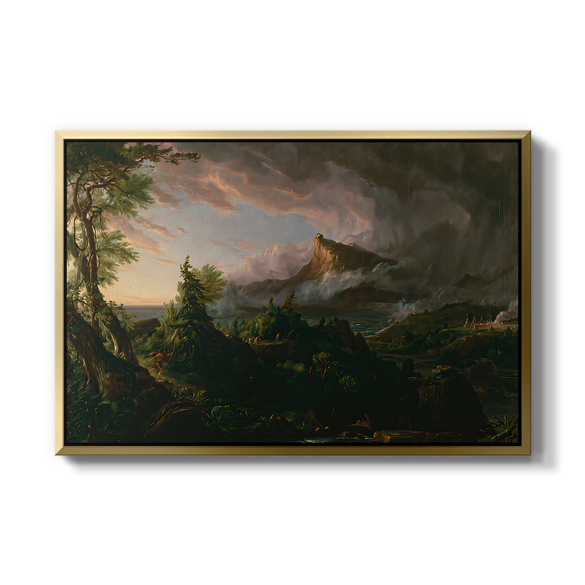 The Course of Empire: The Savage State, 1834 - Floater Framed Canvas Print