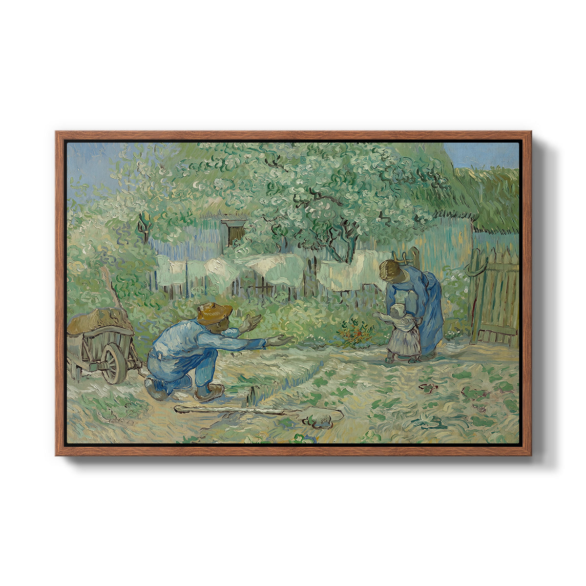 First Steps after Millet, 1890 - Floater Framed Canvas Print