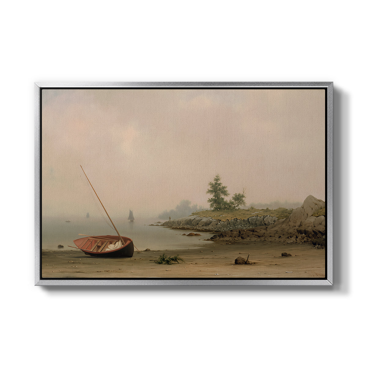 The Stranded Boat, 1863 - Floater Framed Canvas Print