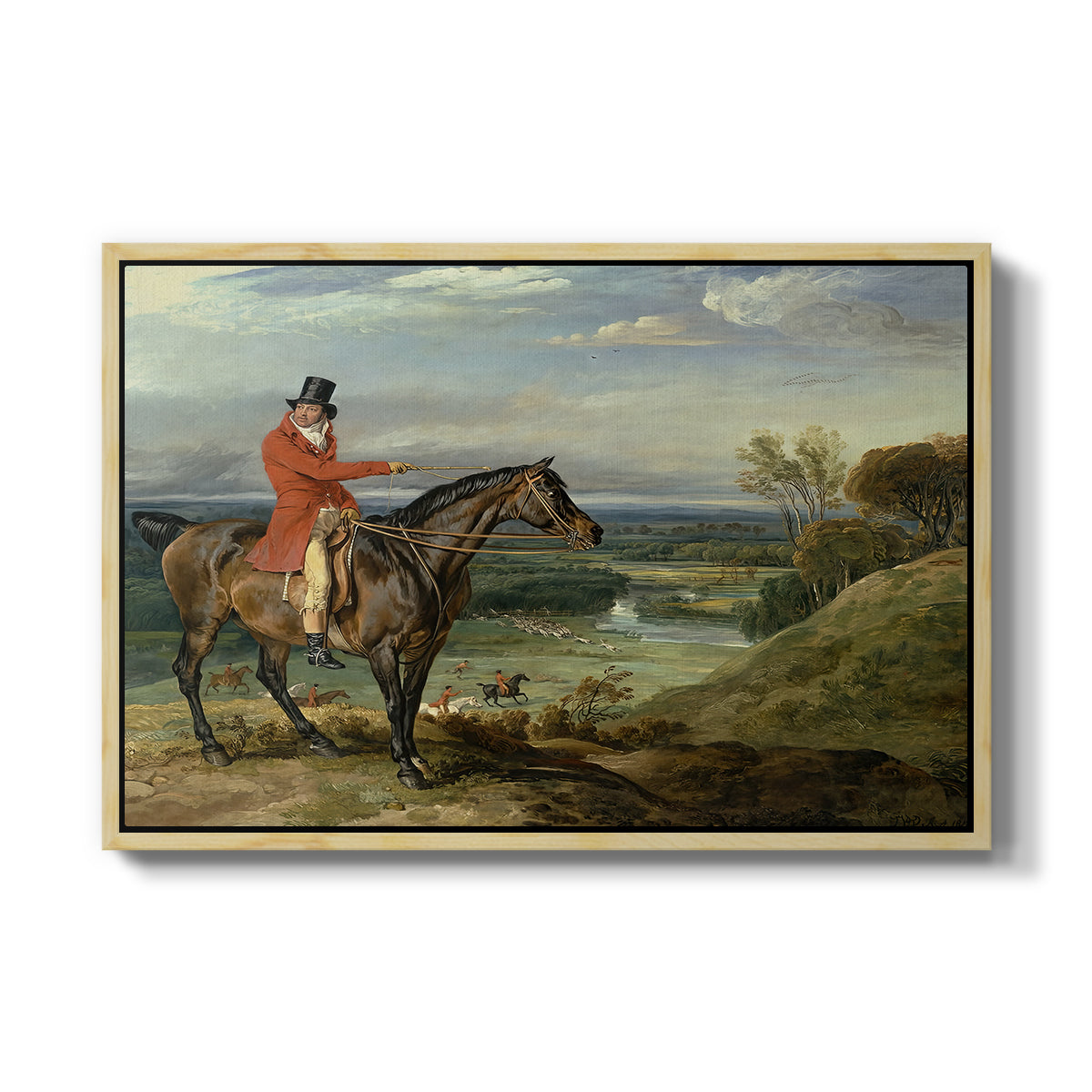 John Levett Hunting at Wychnor, Staffordshire, 1818 - Floater Framed Canvas Print