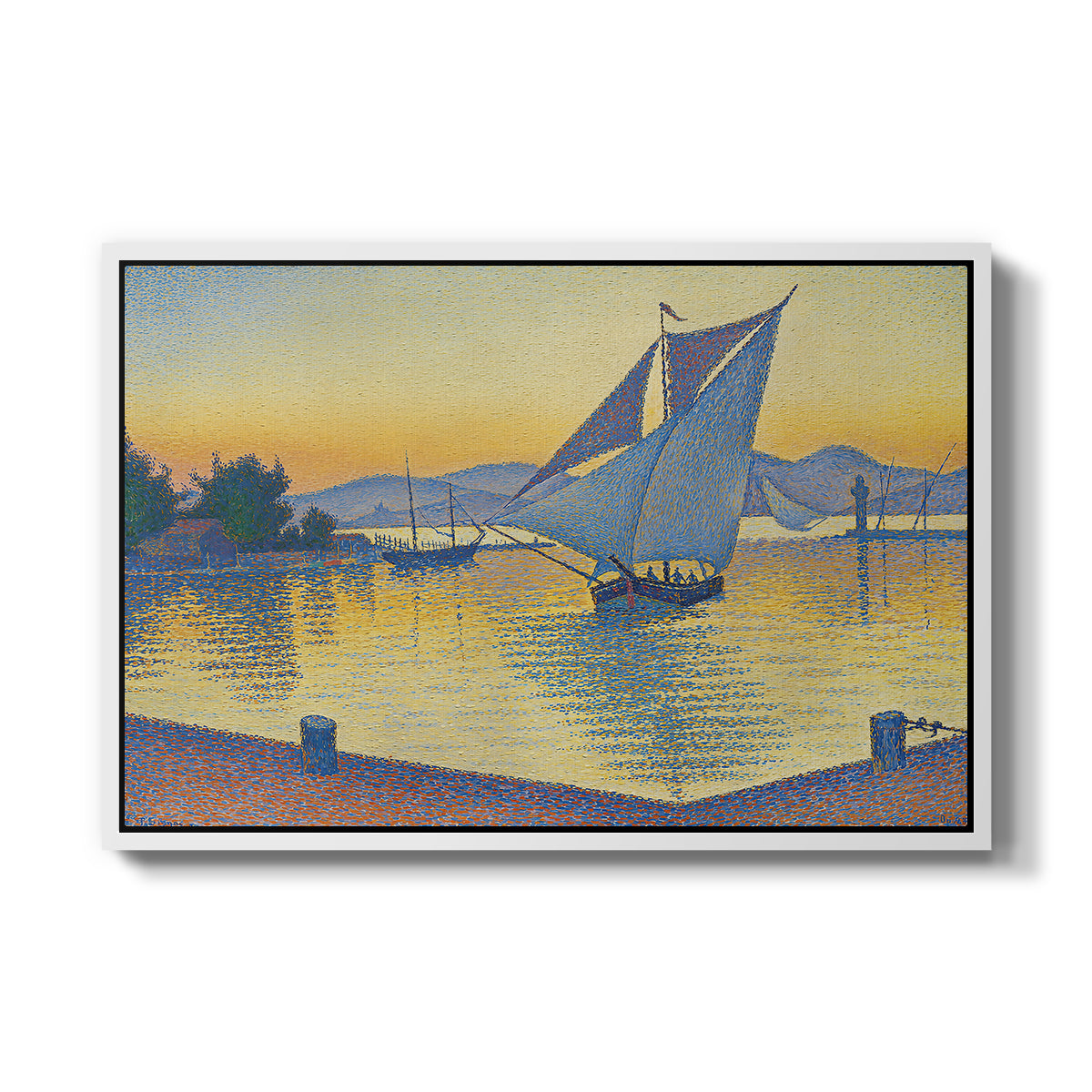 The Port at Sunset, Opus 236, Saint Tropez, 1892 - Floater Framed Canvas Print
