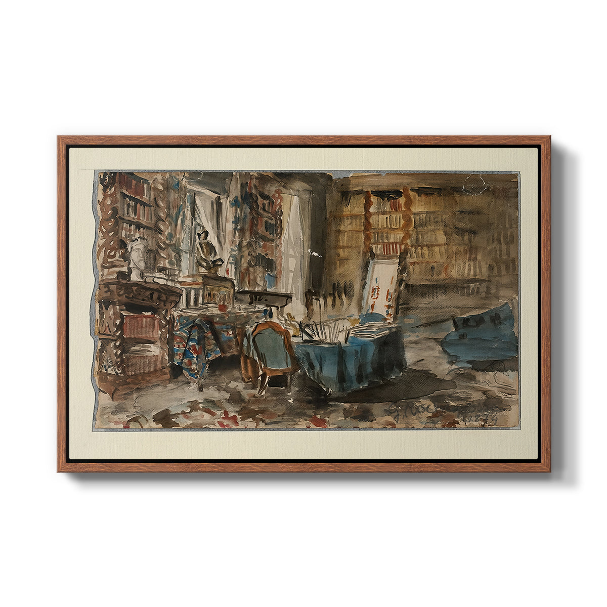 Cabinet de Flaubert à Croisset, 1874 - Floater Framed Canvas Print